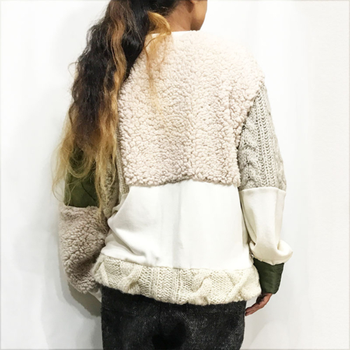 TOPS : PATCHWORK MIXED TOPS / WHITE MIX ¥22,680-